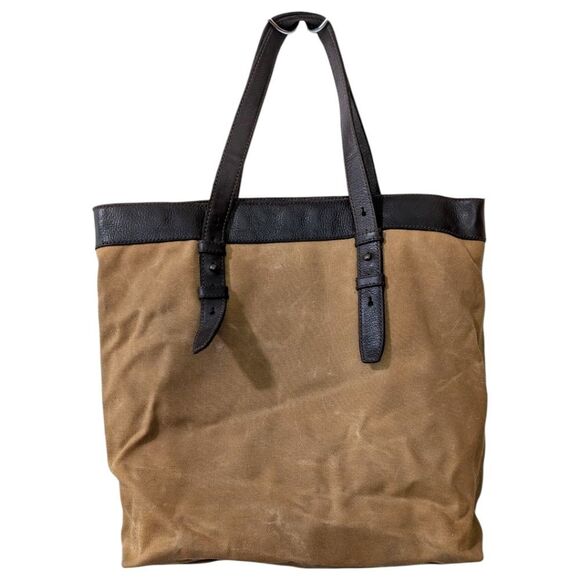 Fossil Authentic Classic Waxed Canvas and Leather Medium Tote Bag - Brown & Tan - Picture 2 of 12